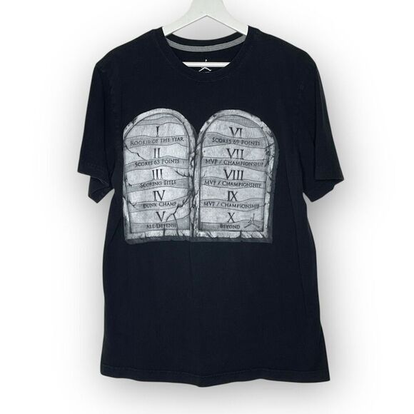 Michael Jordan Nike Air AJX 10 Commandments Tablet Tee Shirt Black Men's Large - Picture 1 of 10